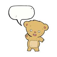 cartoon waving teddy bear with speech bubble N53