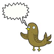 cartoon waving bird with speech bubble N23