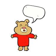 cartoon unhappy bear with speech bubble N4