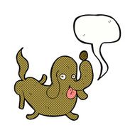 cartoon dog sticking out tongue with speech bubble N16