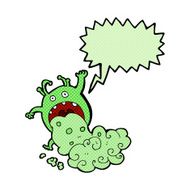 cartoon gross monster being sick with speech bubble N12
