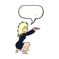 cartoon woman casting spel with speech bubble N4