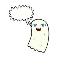 funny cartoon ghost with speech bubble N100