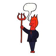 cartoon devil with pitchfork speech bubble N33
