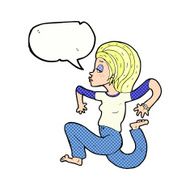 cartoon woman running with speech bubble N12