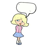 cartoon happy girl with speech bubble N100