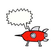 cartoon space rocket with speech bubble N28