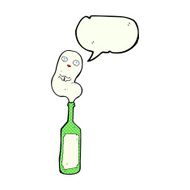 cartoon ghost in bottle with speech bubble N16