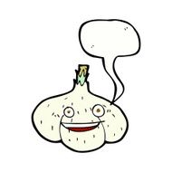 cartoon garlic with speech bubble N6
