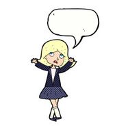 cartoon unhappy girl with speech bubble N23