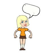 cartoon woman shrugging shoulders with speech bubble N582