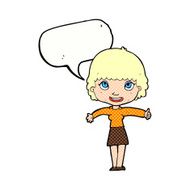 cartoon happy girl with speech bubble N102
