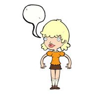 cartoon happy woman with speech bubble N299