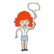 cartoon happy woman with idea speech bubble N12