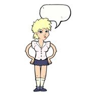 cartoon woman with hands on hips speech bubble N258