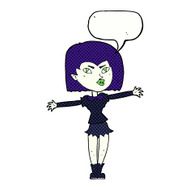 cartoon vampire girl with speech bubble N269