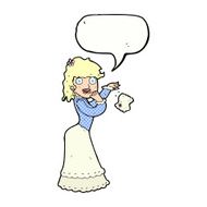 cartoon victorian woman dropping handkerchief with speech bubble N12