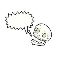 cartoon spooky skull with speech bubble N174