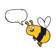 funny cartoon bee with speech bubble N22