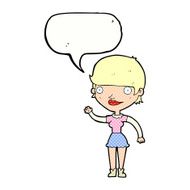 cartoon woman with idea speech bubble N293