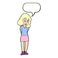 cartoon confused woman with speech bubble N102