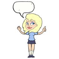 cartoon woman with idea speech bubble N294