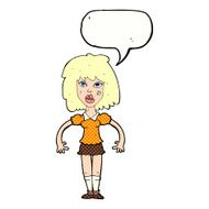 cartoon girl fight with speech bubble N11