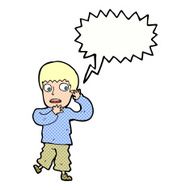 cartoon frightened boy with speech bubble N23