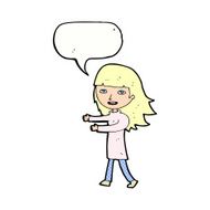 cartoon happy girl with speech bubble N103