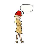 cartoon female spy with speech bubble N29