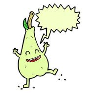 cartoon happy dancing pear with speech bubble N11