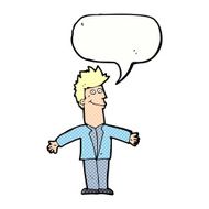 cartoon happy man with speech bubble N539