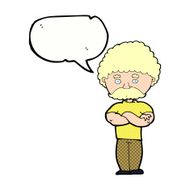 cartoon dad with folded arms speech bubble N12