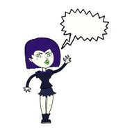 cartoon pretty vampire girl with speech bubble N34