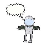 cartoon astronaut with speech bubble N142
