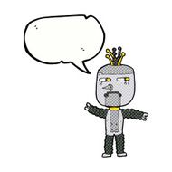 cartoon waving robot with speech bubble N26