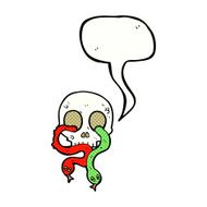cartoon skull with snakes speech bubble N8