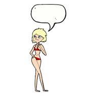 cartoon woman in bikini with speech bubble N59