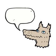 cartoon wolf head with speech bubble N35