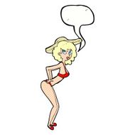 cartoon pin-up beach girl with speech bubble N12