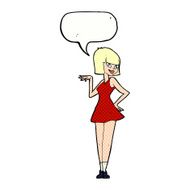 cartoon pretty woman with speech bubble N324