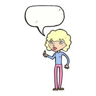 cartoon woman giving thumbs up symbol with speech bubble N81