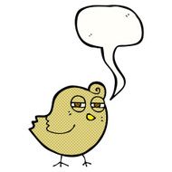 funny cartoon bird with speech bubble N150