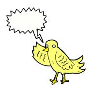 cartoon waving bird with speech bubble N24