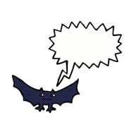cartoon spooky vampire bat with speech bubble N10