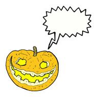 cartoon spooky pumpkin with speech bubble N24