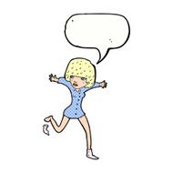 cartoon woman kicking off sock with speech bubble N12