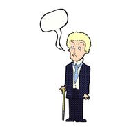 cartoon unhappy gentleman with speech bubble N12