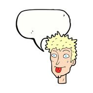 cartoon man sticking out tongue with speech bubble N35
