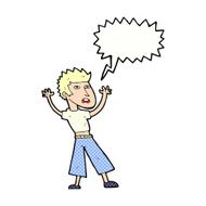 cartoon man panicking with speech bubble N69